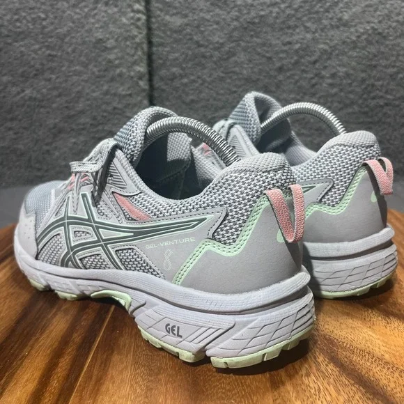 ASICS Gel Venture 8 Women's Running Shoes Gray Pink Mint Lace Up Size 10 - Picture 6 of 12